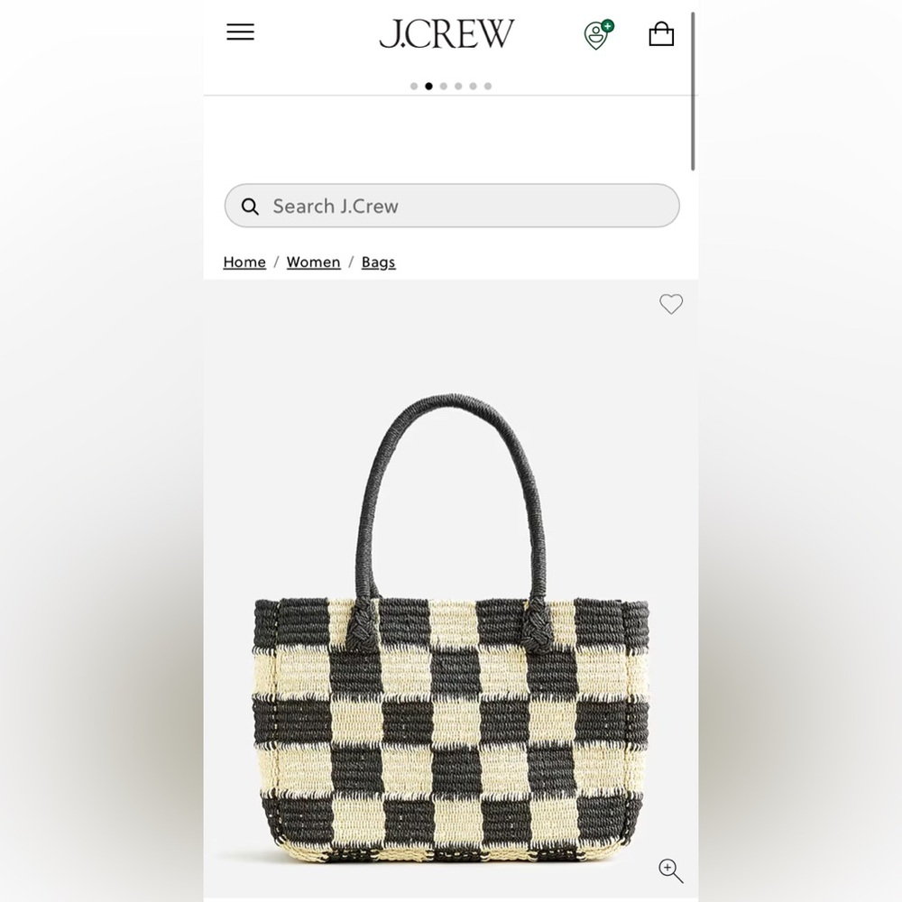 J. Crew Marseille Tote In Gingham Straw